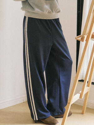 Lace Label Track Pants - Navy