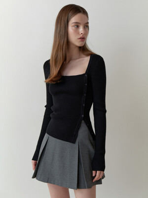 Eve button square knit (black)