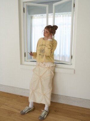 Vine Layered Long Skirt / Cream