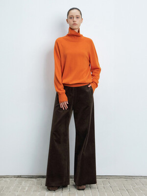 Corduroy Wide Pants_BROWN