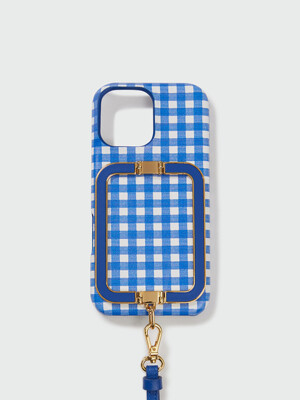Phone Case with Leather Strap Blue Check