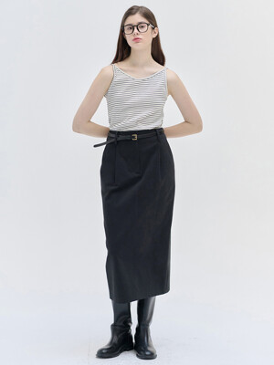 25SN cotton tuck skirt [BK]