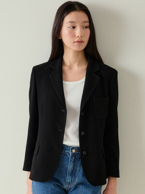 retro black single jacket [Japanese fabric] (black)