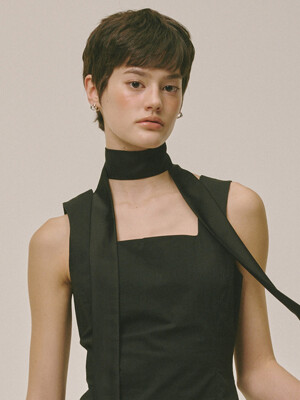 Long tie Scarf Black