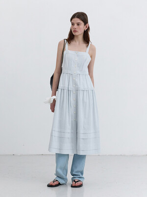 SQUARE-NECK SLEEVELESS DRESS SOFT BLUE STRIPE_UDDR5B230B1