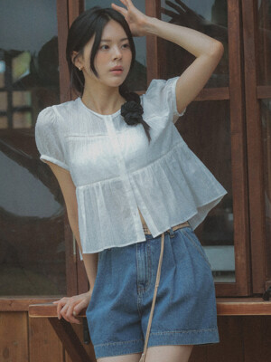 Shirring blouse TISU03BL07_Ivory