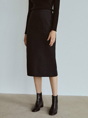 [리퍼브]Slit tweed skirt (black)