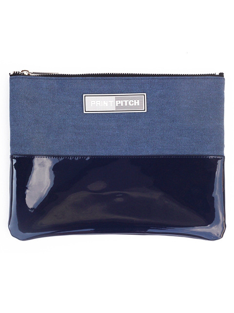 double canvas clutch navy