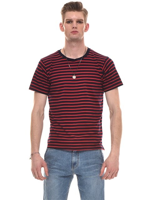 Striped Cotton-Jersey T-Shirt (RED)