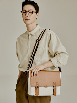 Polygon doublebelted crossbag [beige]