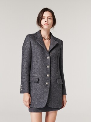 SLIM FIT  SINGLE JACKET. GREY TWEED