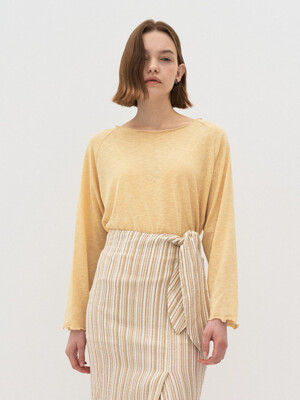 5P Boat neck Sleeve Knit top - Yellow