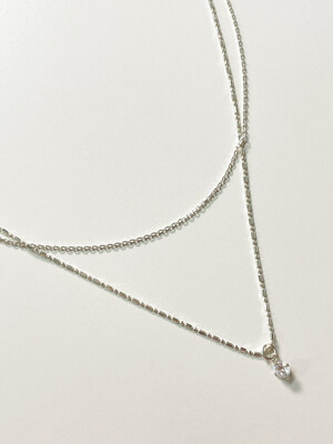 [단독]two layered cubic necklace (Silver 925)