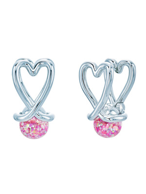 Pretzel Heart Snowball Earrings