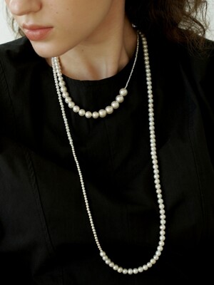 Pearl & Hematite Two-Way Long Necklace