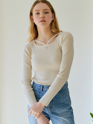 monts 1433 cut-out knit top (cream)