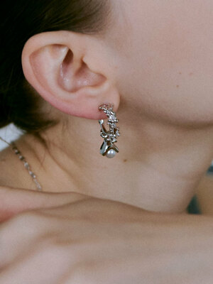 Coral hoop earring