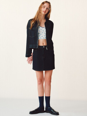 Zip-up Denim Jacket + Skirt SET