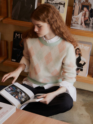 Argyle Mohair knit_2color