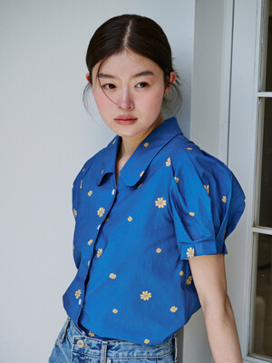 FLOWER PUFF SHIRT_BLUE