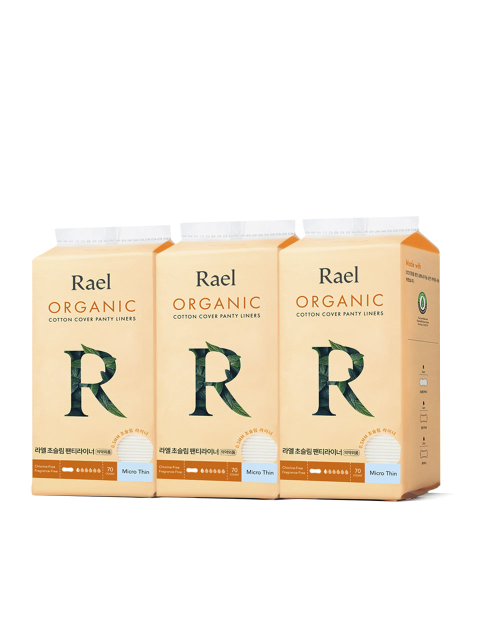 바디케어 - 라엘 (Rael) - 라엘 유기농 순면커버 초슬림라이너 70p x 3팩