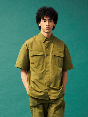 MIL-LABEL POCKET UNIFORM S/S SHIRTS 라이트카키