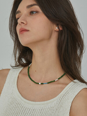 GREEN PEARL MIX BEADS NECKLACE