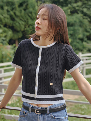 [SET] ANC LINE CARDIGAN TOP SET_BLACK