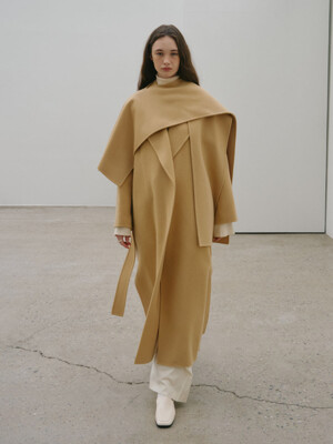 PONT NEUF Cashmere Handmade Unbalance Muffler_Creamy Camel
