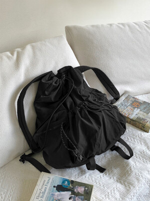 Drawstring nylon backpack Black