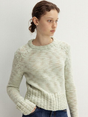 wool slub knit pullover (mint)