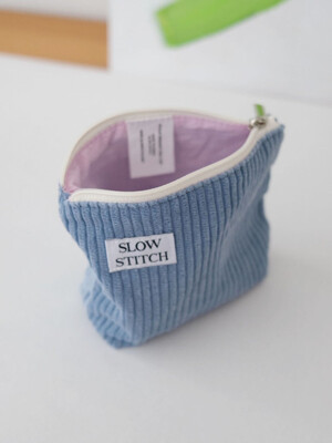 코듀로이 파우치 ( Blue ) Slowstitch x Loft jp