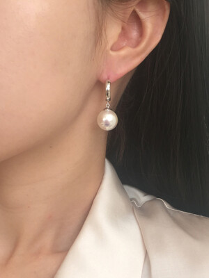 white ball earring