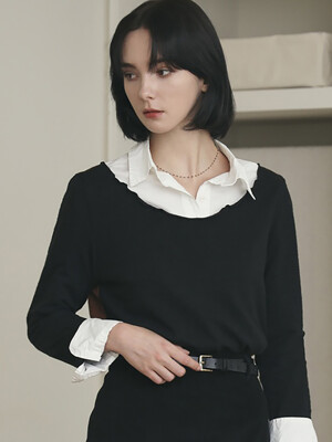 [LILY] Boat neck cotton t-shirts_cappuccino
