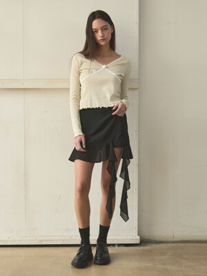 UNBALANCE FRILL MINI SKIRT