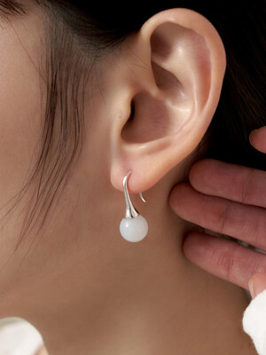 [silver925] white jade earring