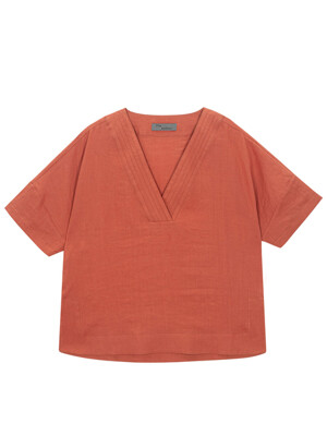 v-neck linen blouse(brick)