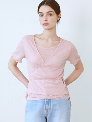 comos 1140 wrap frill half T-shirt (pink)