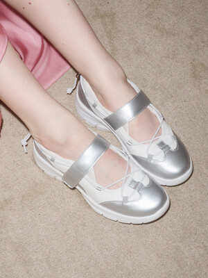 FREYA 스트랩 벨크로 스니커즈 4CM [Silver]