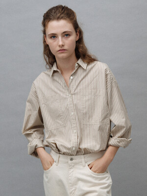 Toro oversized stripe shirt (Beige)