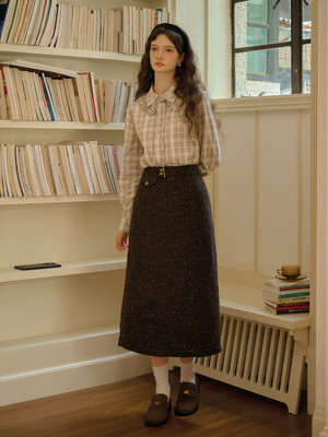 SR_Vintage wool brown skirt