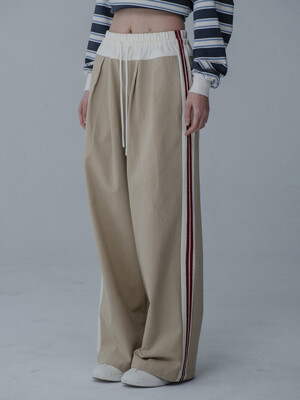[단독]COTTON TAPING WIDE PANTS_BEIGE