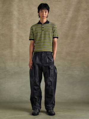 SOLINA COATED CARGO PANTS apa805m(BLACK)