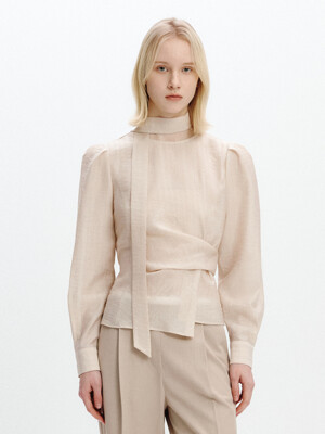 Waist Tuck-decorative Blouse BEIGE