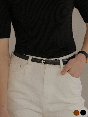 Timeless slim buckle leather belt_[2color]