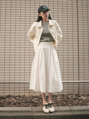 PICOT PINTUCK FLARE SKIRT_IVORY
