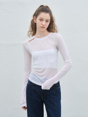 TENCEL RIBBON RAGLAN SLEEVE T-SHIRT_IVORY