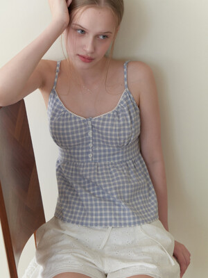 Frutti sleeveless blouse (blue check)