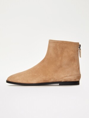 Beige Suede Flat Boots