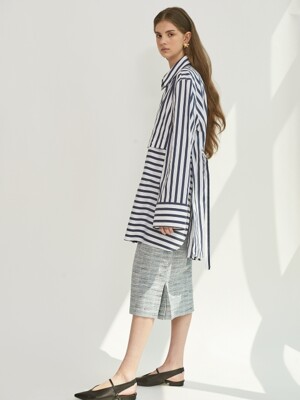 STRIPE DETACHBLE SHIRTS DRESS